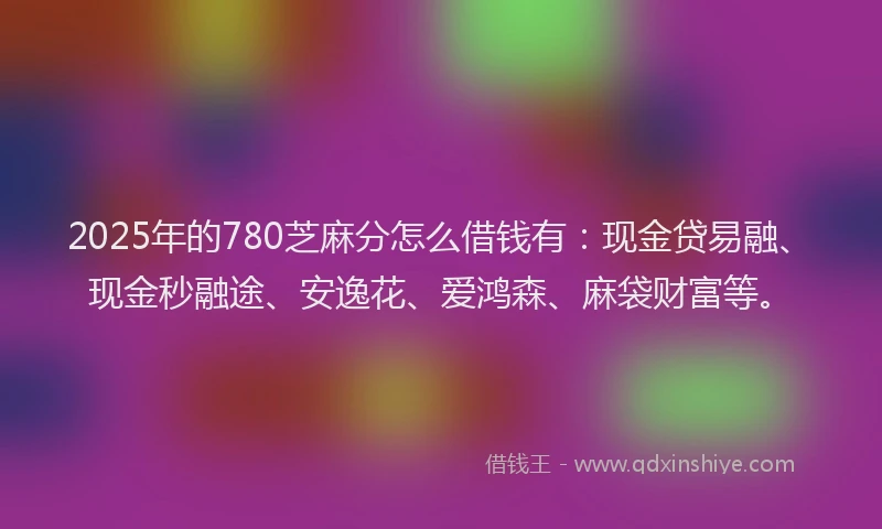 2025年的780芝麻分怎么借钱有：现金贷易融、现金秒融途、安逸花、爱鸿森、麻袋财富等。