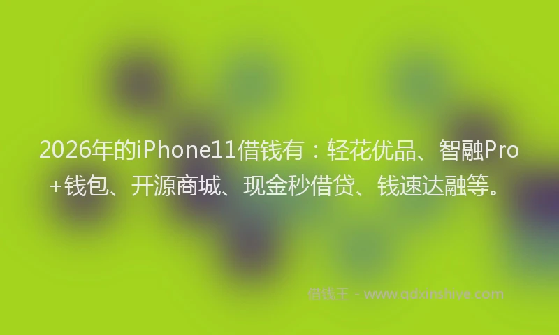 2026年的iPhone11借钱有：轻花优品、智融Pro+钱包、开源商城、现金秒借贷、钱速达融等。