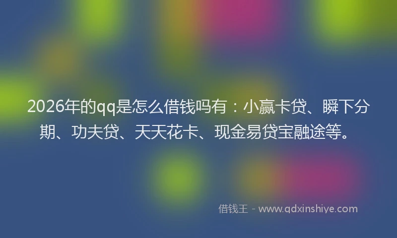 2026年的qq是怎么借钱吗有：小赢卡贷、瞬下分期、功夫贷、天天花卡、现金易贷宝融途等。