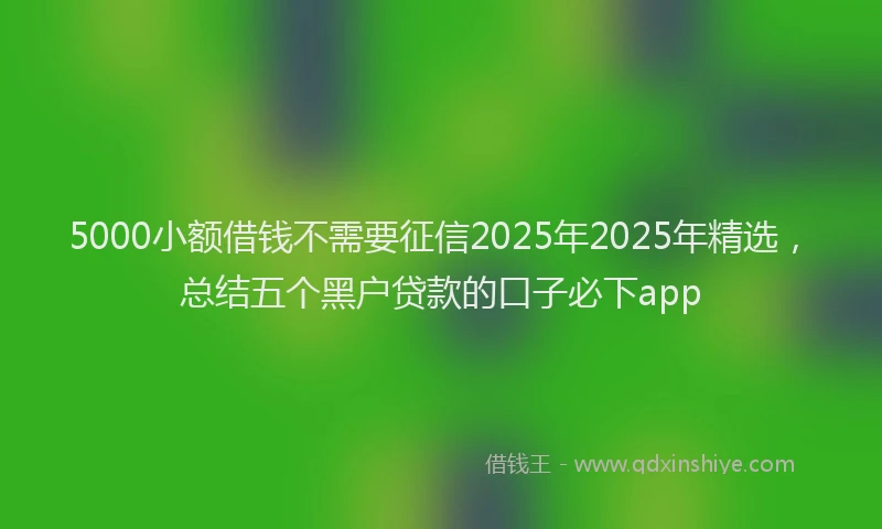 5000小额借钱不需要征信2025年2025年精选，总结五个黑户贷款的口子必下app