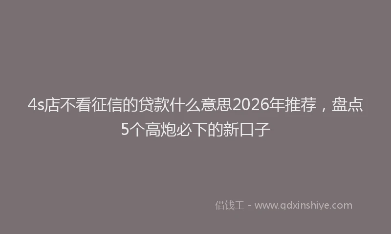 4s店不看征信的贷款什么意思2026年推荐，盘点5个高炮必下的新口子