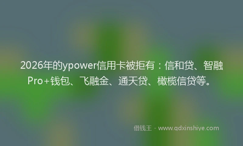 2026年的ypower信用卡被拒有：信和贷、智融Pro+钱包、飞融金、通天贷、橄榄信贷等。