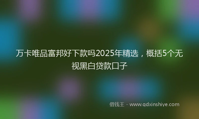 万卡唯品富邦好下款吗2025年精选，概括5个无视黑白贷款口子