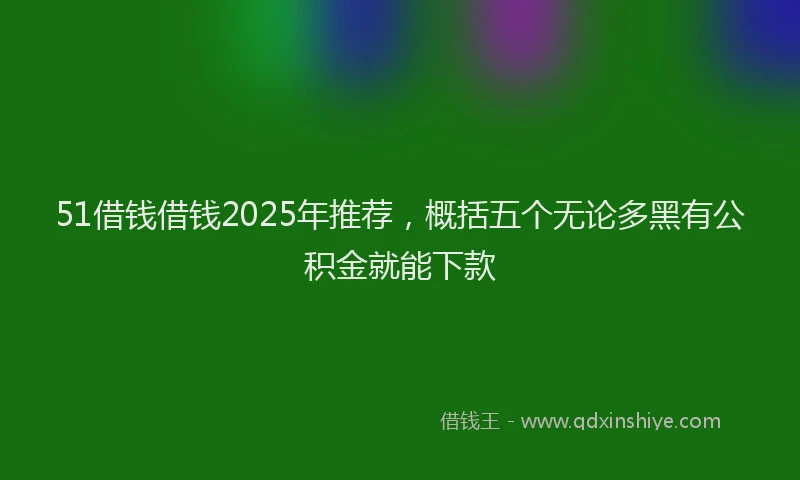 51借钱借钱2025年推荐,概括五个无论多黑有公积金就能下款