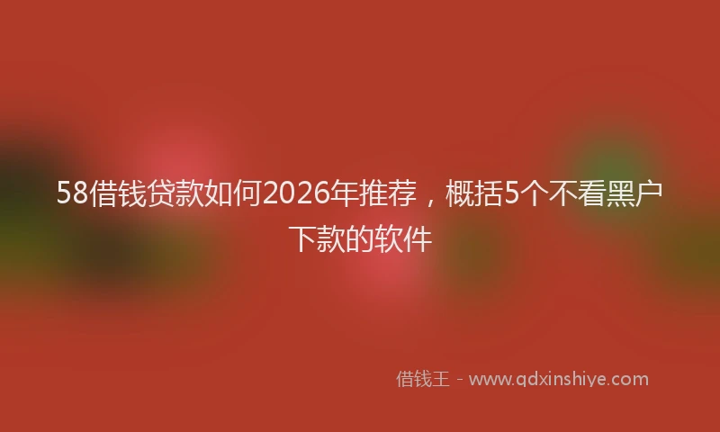 58借钱贷款如何2026年推荐，概括5个不看黑户下款的软件