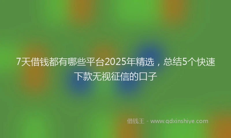 7天借钱都有哪些平台2025年精选，总结5个快速下款无视征信的口子