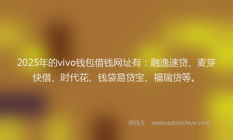 2025年的vivo钱包借钱网址有：融逸速贷、麦芽快借、时代花、钱袋易贷宝、福瑞贷等。
