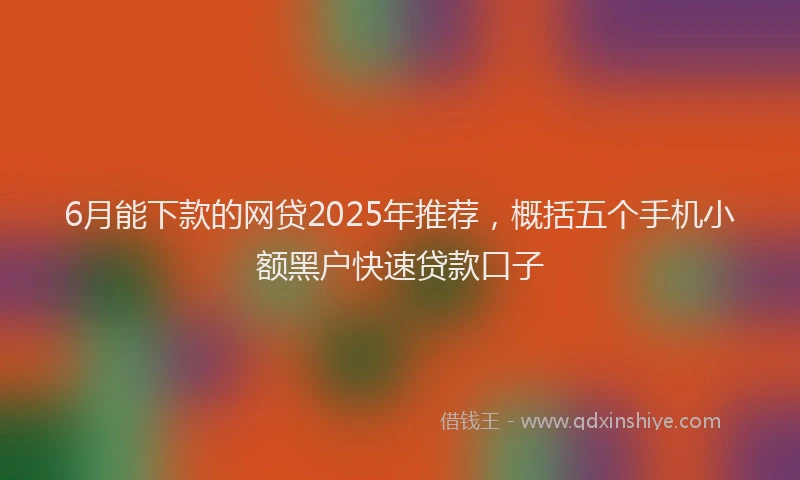 6月能下款的网贷2025年推荐，概括五个手机小额黑户快速贷款口子