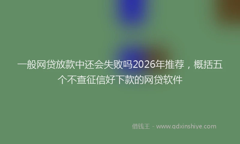一般网贷放款中还会失败吗2026年推荐，概括五个不查征信好下款的网贷软件