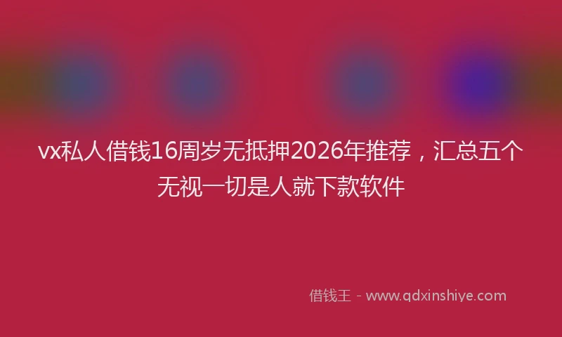 vx私人借钱16周岁无抵押2026年推荐，汇总五个无视一切是人就下款软件
