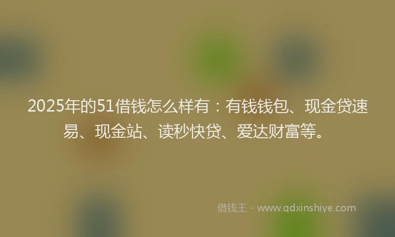 2025年的51借钱怎么样有：有钱钱包、现金贷速易、现金站、读秒快贷、爱达财富等。