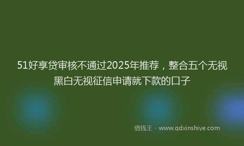 51好享贷审核不通过2025年推荐，整合五个无视黑白无视征信申请就下款的口子