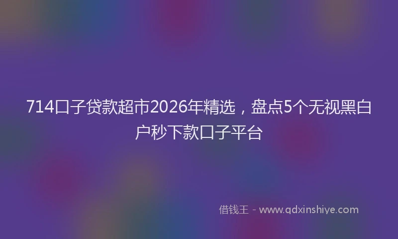 714口子贷款超市2026年精选,盘点5个无视黑白户秒下款口子平台