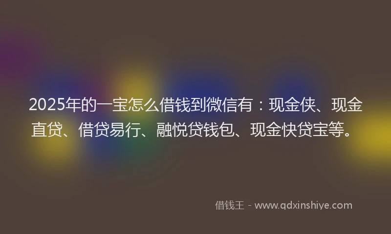 2025年的一宝怎么借钱到微信有：现金侠、现金直贷、借贷易行、融悦贷钱包、现金快贷宝等。