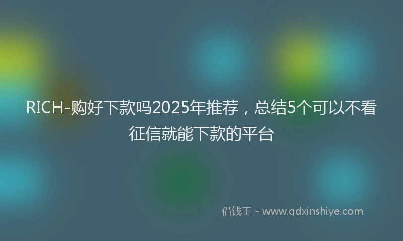 RICH-购好下款吗2025年推荐，总结5个可以不看征信就能下款的平台