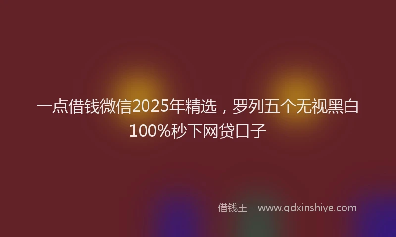 一点借钱微信2025年精选，罗列五个无视黑白100%秒下网贷口子