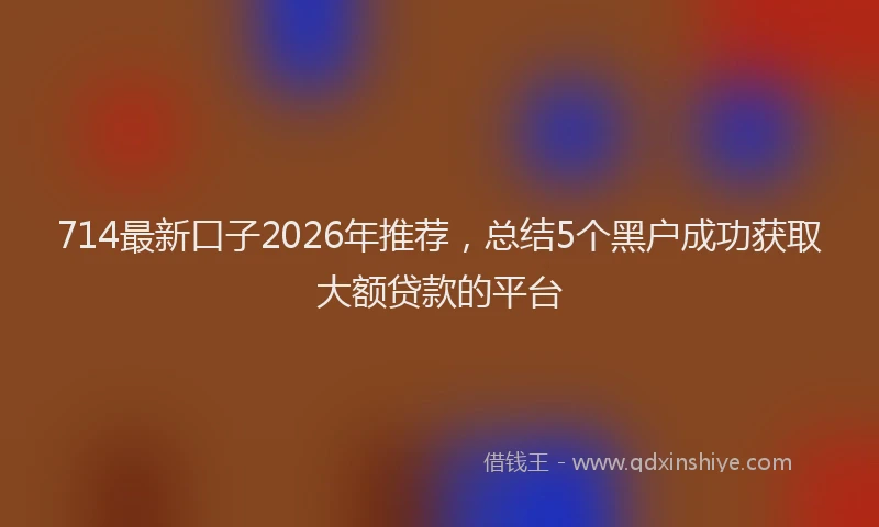 714最新口子2026年推荐，总结5个黑户成功获取大额贷款的平台