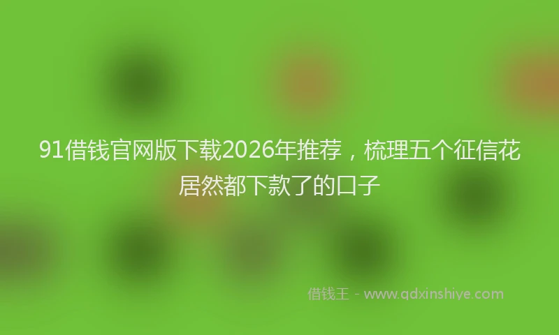 91借钱官网版下载2026年推荐，梳理五个征信花居然都下款了的口子