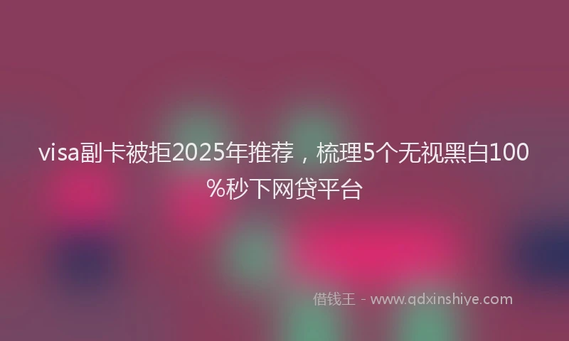 visa副卡被拒2025年推荐，梳理5个无视黑白100%秒下网贷平台