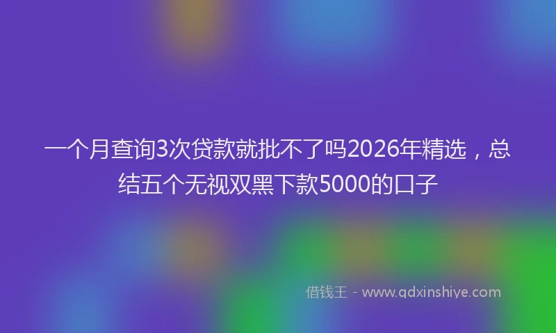 一个月查询3次贷款就批不了吗2026年精选，总结五个无视双黑下款5000的口子