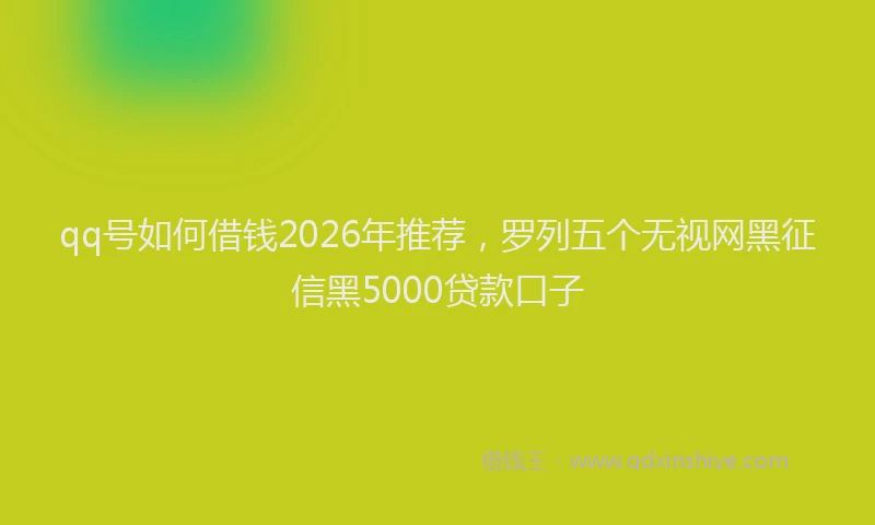 qq号如何借钱2026年推荐，罗列五个无视网黑征信黑5000贷款口子