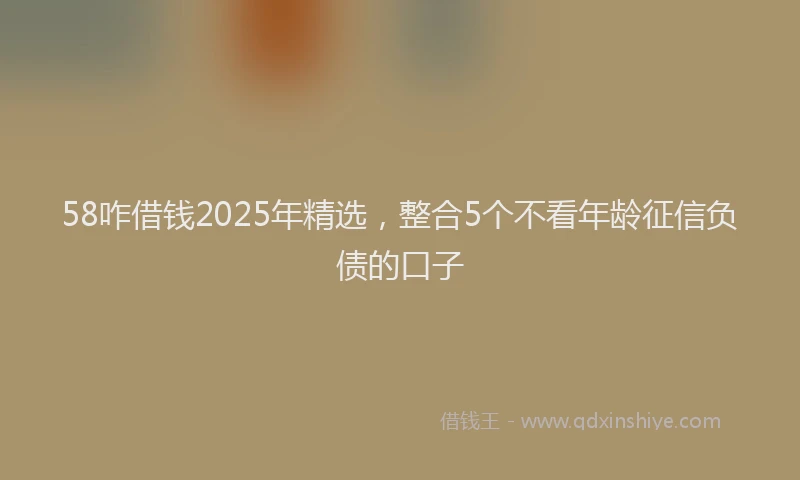 58咋借钱2025年精选，整合5个不看年龄征信负债的口子