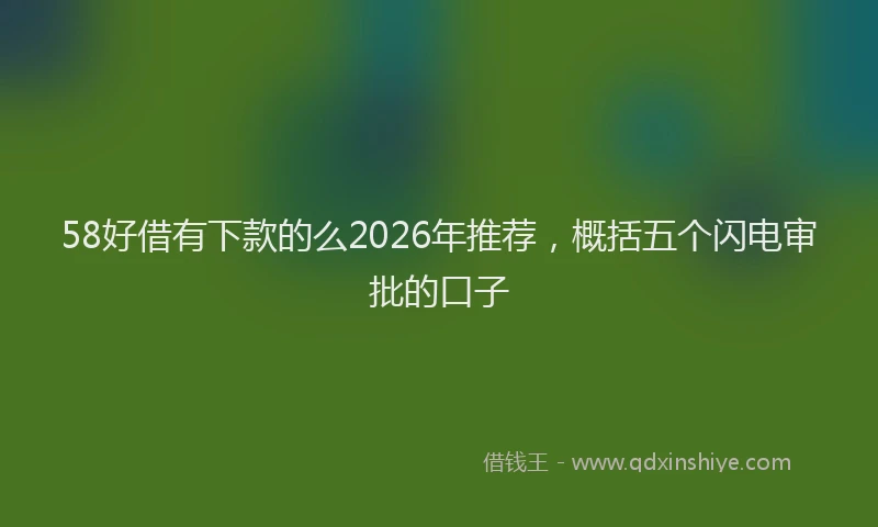 58好借有下款的么2026年推荐，概括五个闪电审批的口子