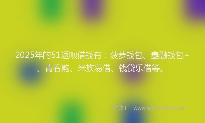 2025年的51返呗借钱有：菠萝钱包、鑫融钱包+、青春购、米族易借、钱贷乐借等。