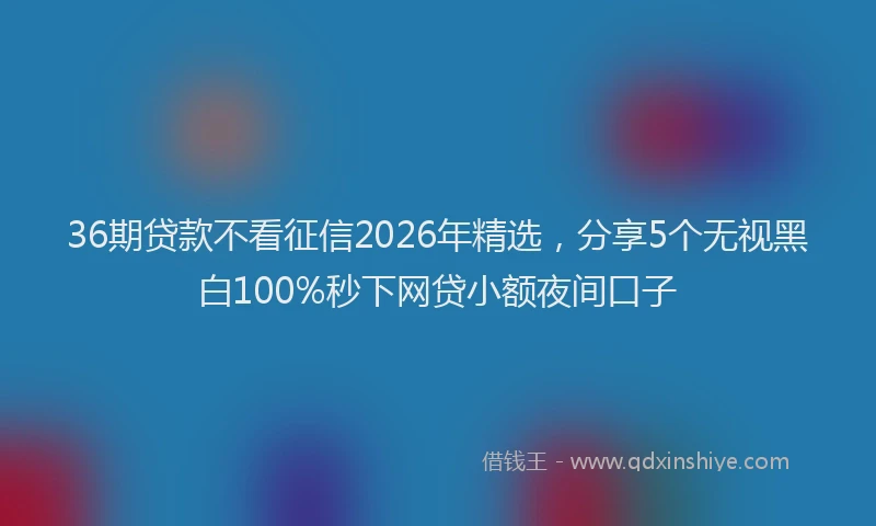 36期贷款不看征信2026年精选,分享5个无视黑白100%秒下网贷小额夜间口子