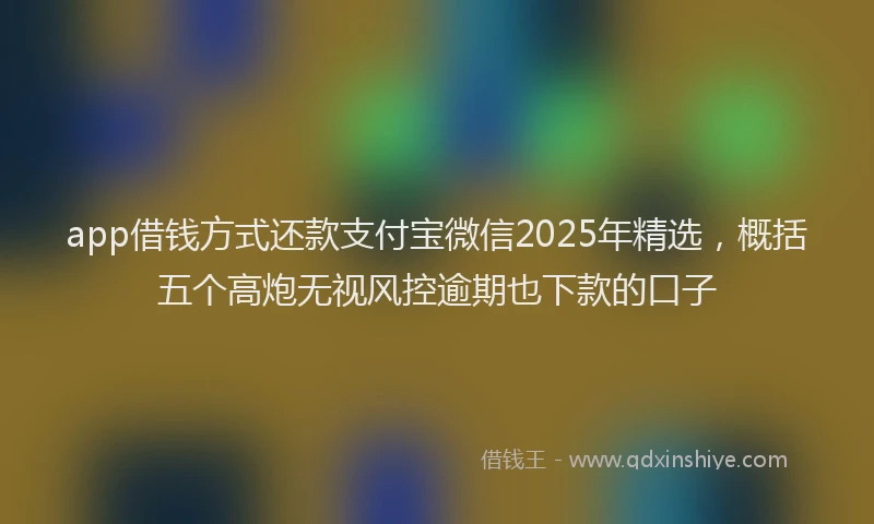 app借钱方式还款支付宝微信2025年精选，概括五个高炮无视风控逾期也下款的口子