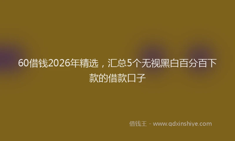 60借钱2026年精选,汇总5个无视黑白百分百下款的借款口子