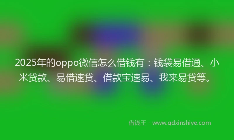 2025年的oppo微信怎么借钱有:钱袋易借通、小米贷款、易借速贷、借款宝速易、我来易贷等。