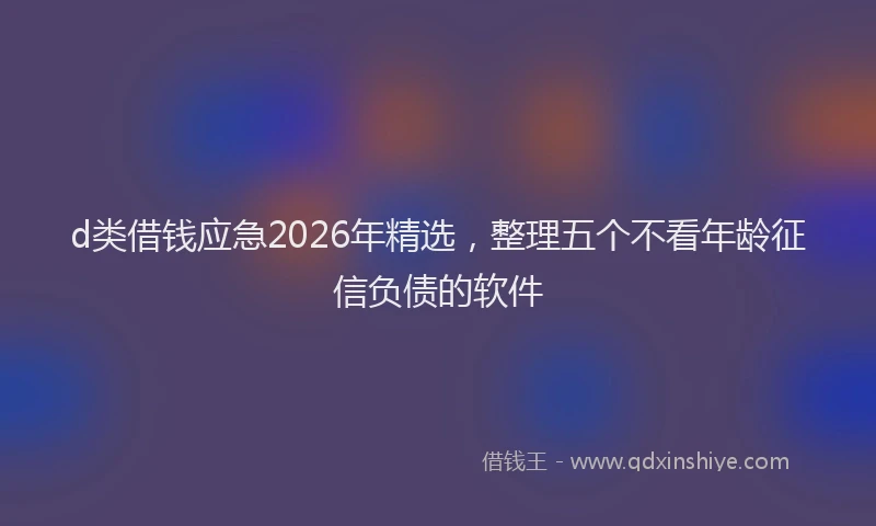 d类借钱应急2026年精选，整理五个不看年龄征信负债的软件