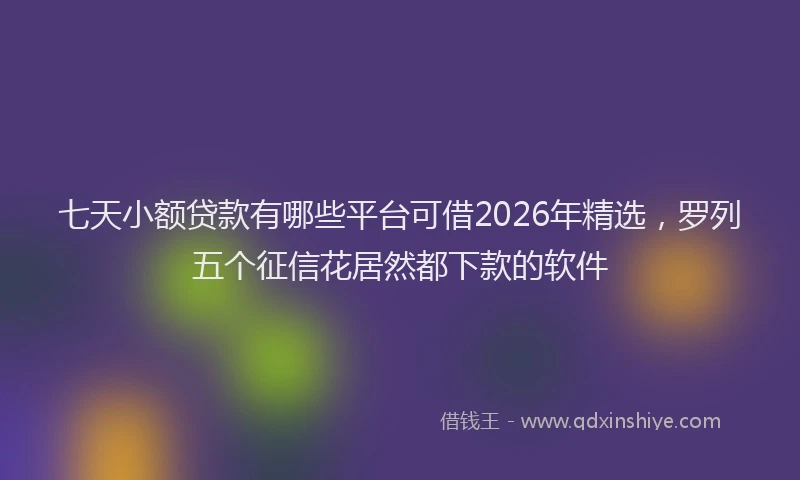 七天小额贷款有哪些平台可借2026年精选，罗列五个征信花居然都下款的软件