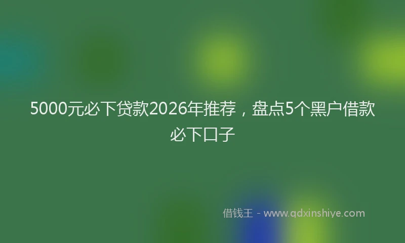 5000元必下贷款2026年推荐，盘点5个黑户借款必下口子