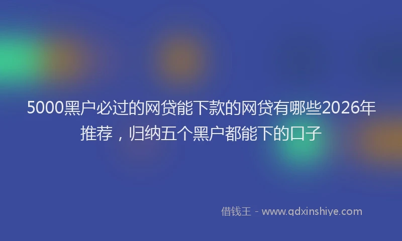 5000黑户必过的网贷能下款的网贷有哪些2026年推荐,归纳五个黑户都能下的口子