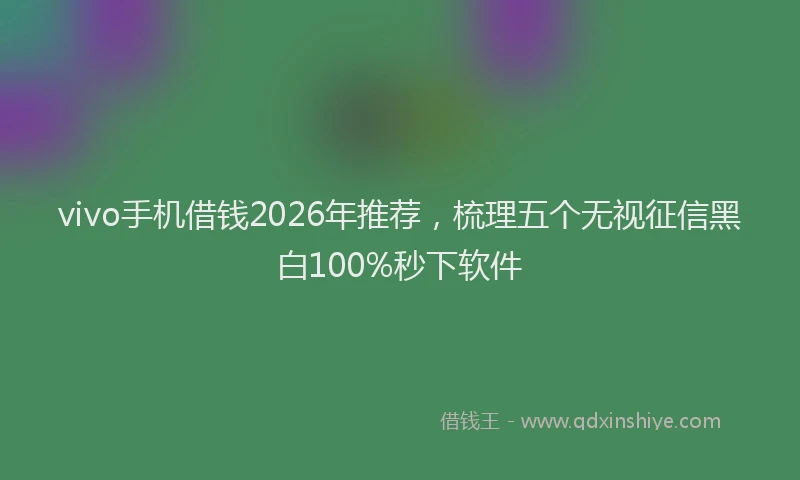 vivo手机借钱2026年推荐，梳理五个无视征信黑白100%秒下软件