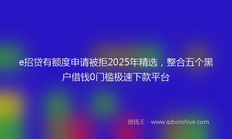 e招贷有额度申请被拒2025年精选，整合五个黑户借钱0门槛极速下款平台
