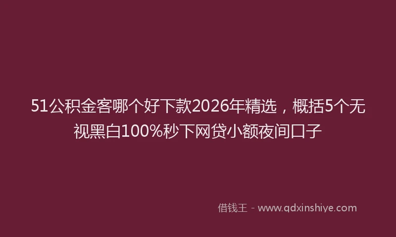 51公积金客哪个好下款2026年精选，概括5个无视黑白100%秒下网贷小额夜间口子