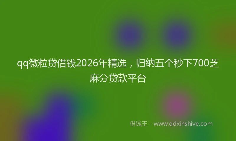 qq微粒贷借钱2026年精选，归纳五个秒下700芝麻分贷款平台