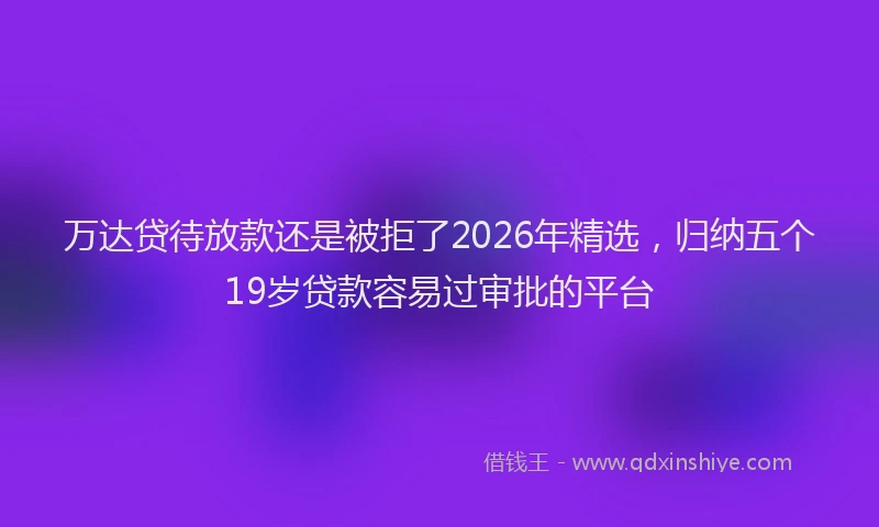 万达贷待放款还是被拒了2026年精选，归纳五个19岁贷款容易过审批的平台