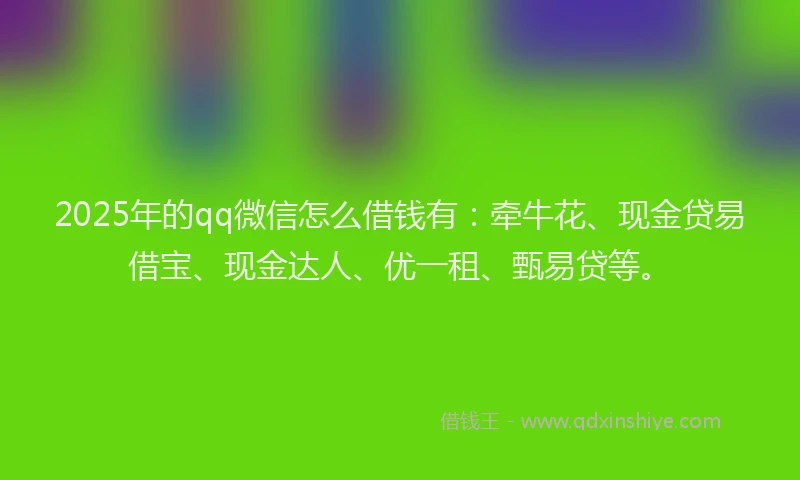 2025年的qq微信怎么借钱有:牵牛花、现金贷易借宝、现金达人、优一租、甄易贷等。