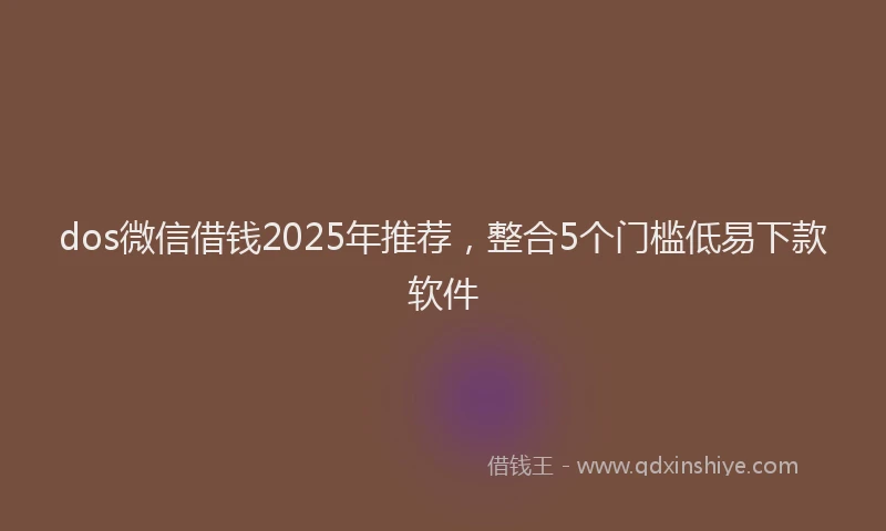 dos微信借钱2025年推荐，整合5个门槛低易下款软件