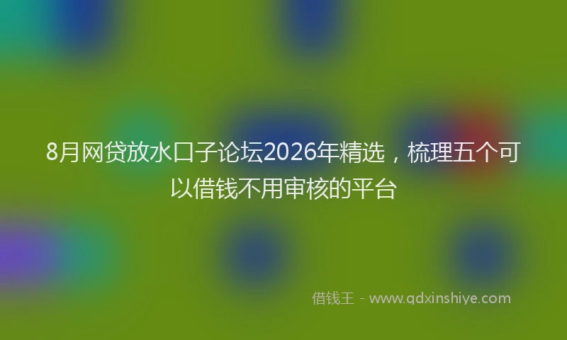 8月网贷放水口子论坛2026年精选，梳理五个可以借钱不用审核的平台
