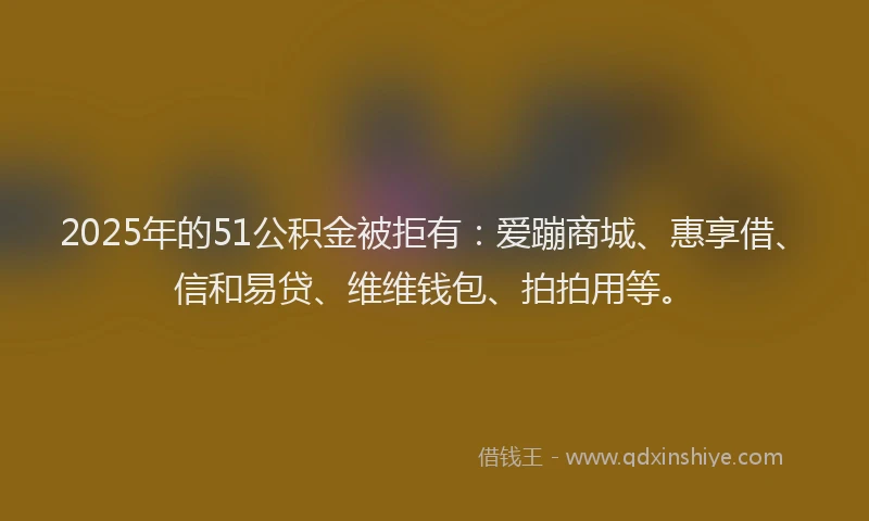 2025年的51公积金被拒有：爱蹦商城、惠享借、信和易贷、维维钱包、拍拍用等。