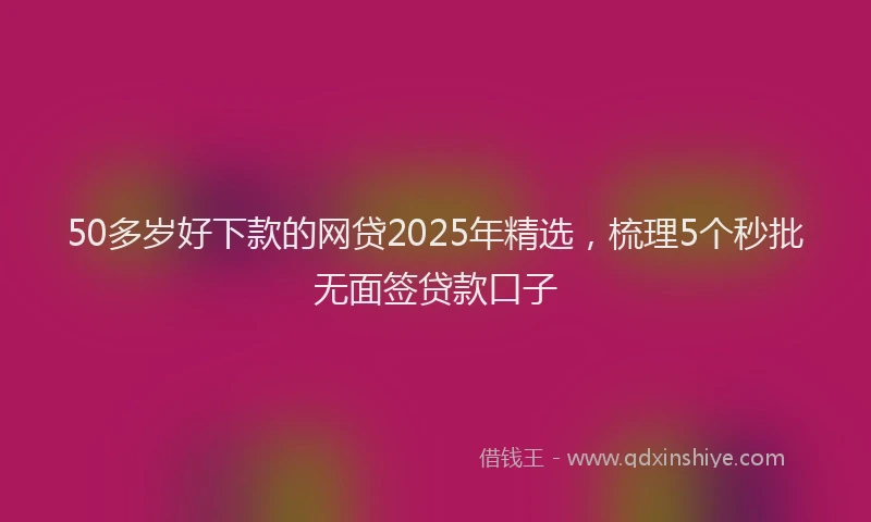 50多岁好下款的网贷2025年精选，梳理5个秒批无面签贷款口子
