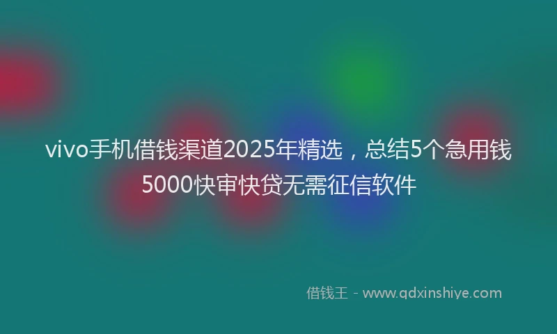 vivo手机借钱渠道2025年精选,总结5个急用钱5000快审快贷无需征信软件