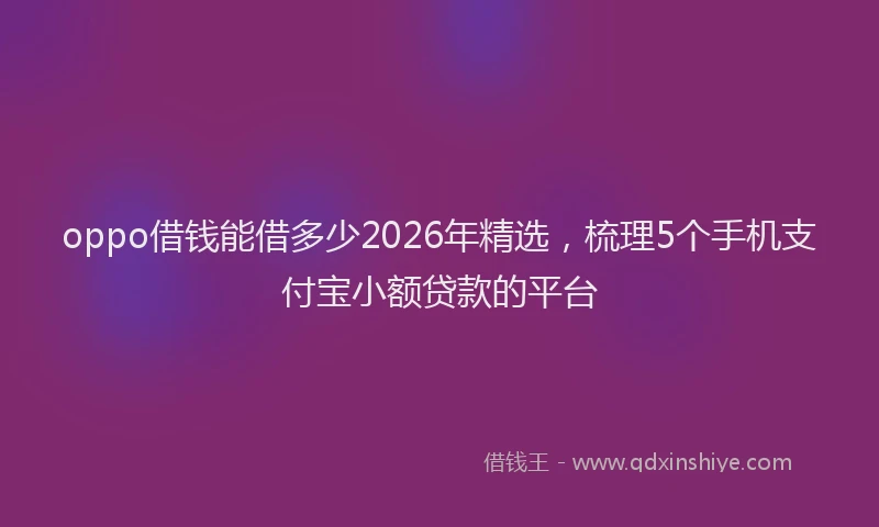 oppo借钱能借多少2026年精选，梳理5个手机支付宝小额贷款的平台