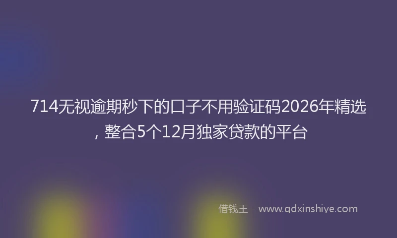 714无视逾期秒下的口子不用验证码2026年精选，整合5个12月独家贷款的平台