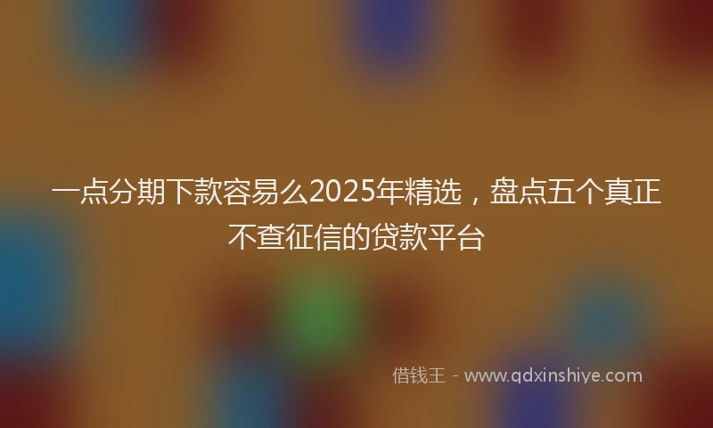 一点分期下款容易么2025年精选，盘点五个真正不查征信的贷款平台